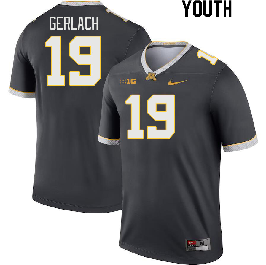 Youth #19 Joey Gerlach Minnesota Golden Gophers College Football Jerseys Stitched-Charcoal